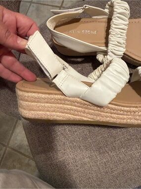 Sun + Stone Cream Ruched Espadrille Platform Sandals